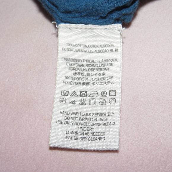 Free People Blue Boho Embroidered Strappy Cutwork Swing Tank - Picture 9 of 10